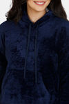Zivame Fluffy Fur Knit Hoodie SweatShirt - Navy Blue — thumbnail 5